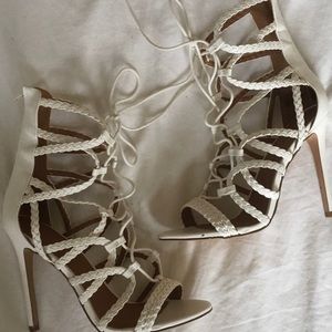 White lace heels